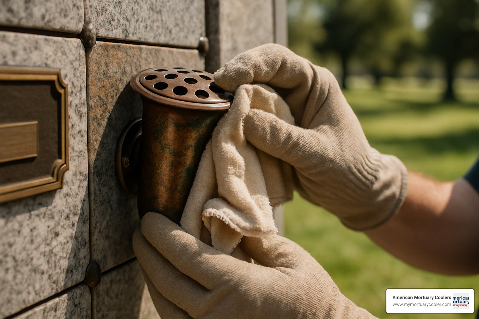 cleaning bronze memorial flower holder - columbarium flower holders