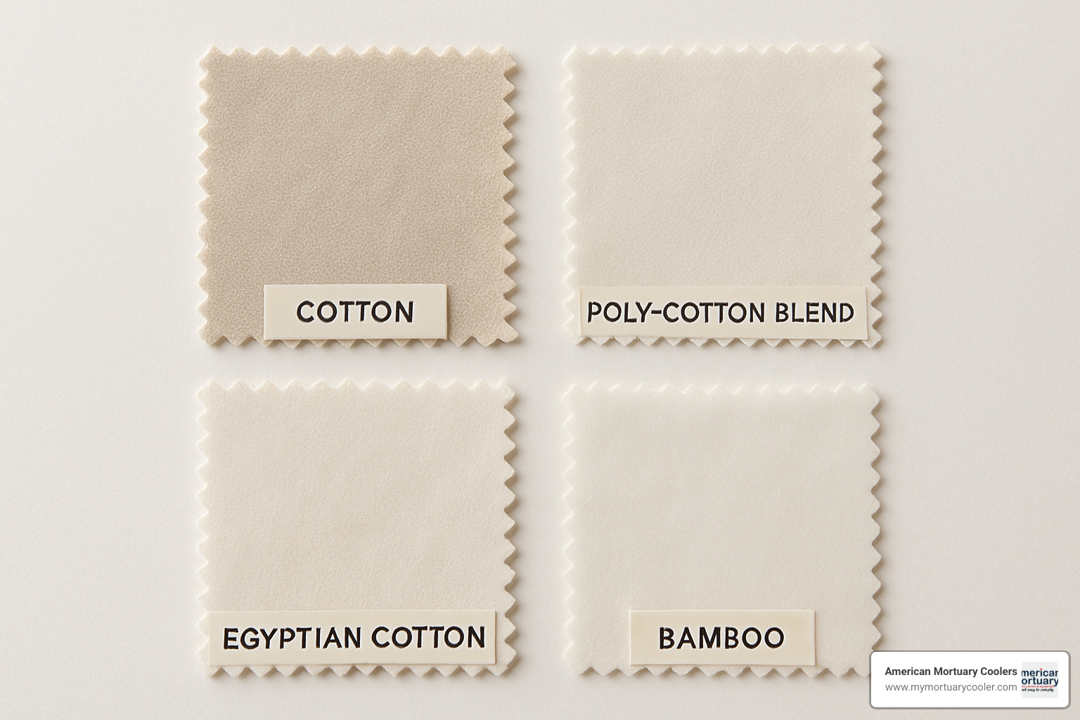 fabric swatches showing different cot sheet materials - cots sheets