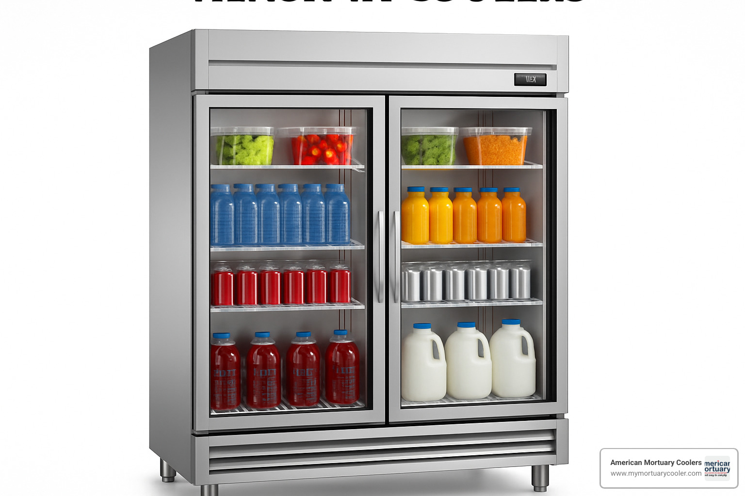 exploded view of reach-in cooler construction showing insulation panels, door seals, and refrigeration components - reach in coolers