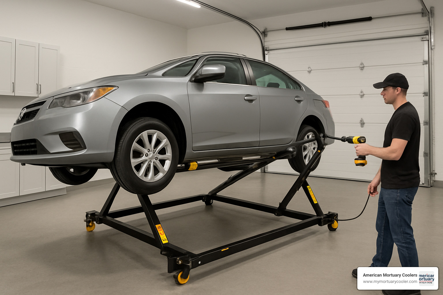 portable tilting car lift in operation - auto lift car lift