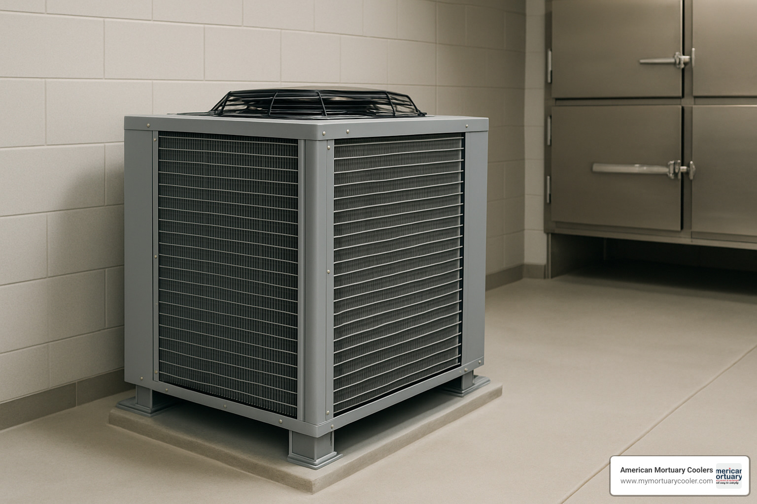 Spotless condenser coil with proper airflow clearances in a mortuary facility - pressure temp chart 404a