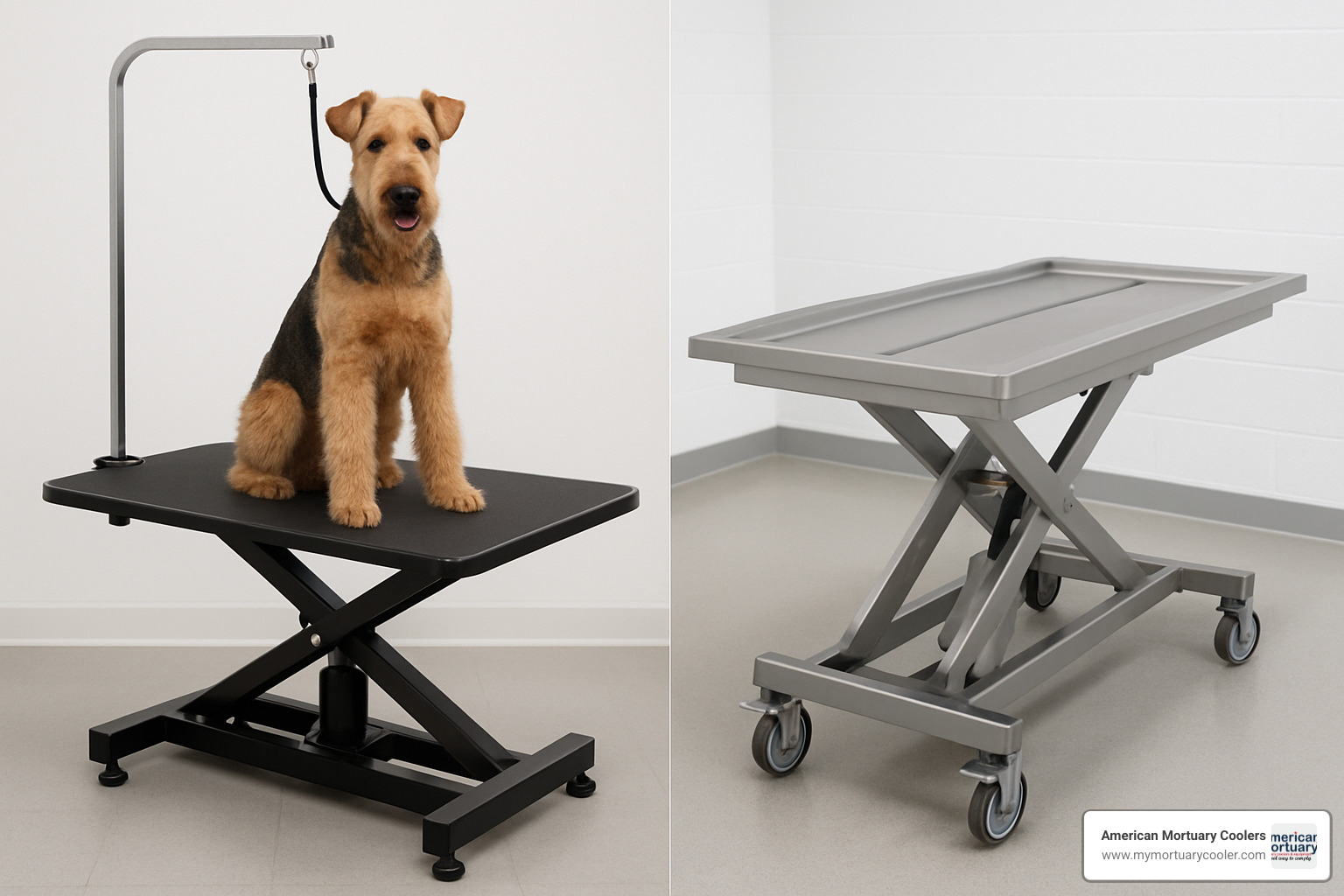 grooming table vs autopsy table comparison - hydraulic-table-