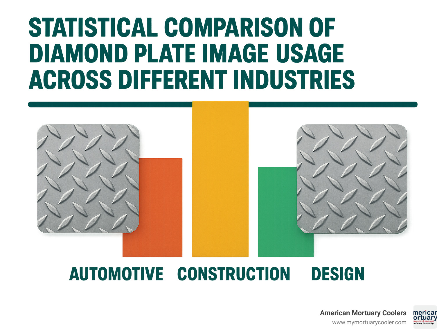 Statistical comparison of diamond plate image usage across different industries showing automotive, construction, and design applications - diamond plate images infographic 