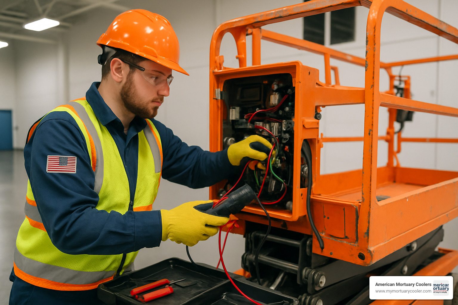 technician servicing lift - electric lifts