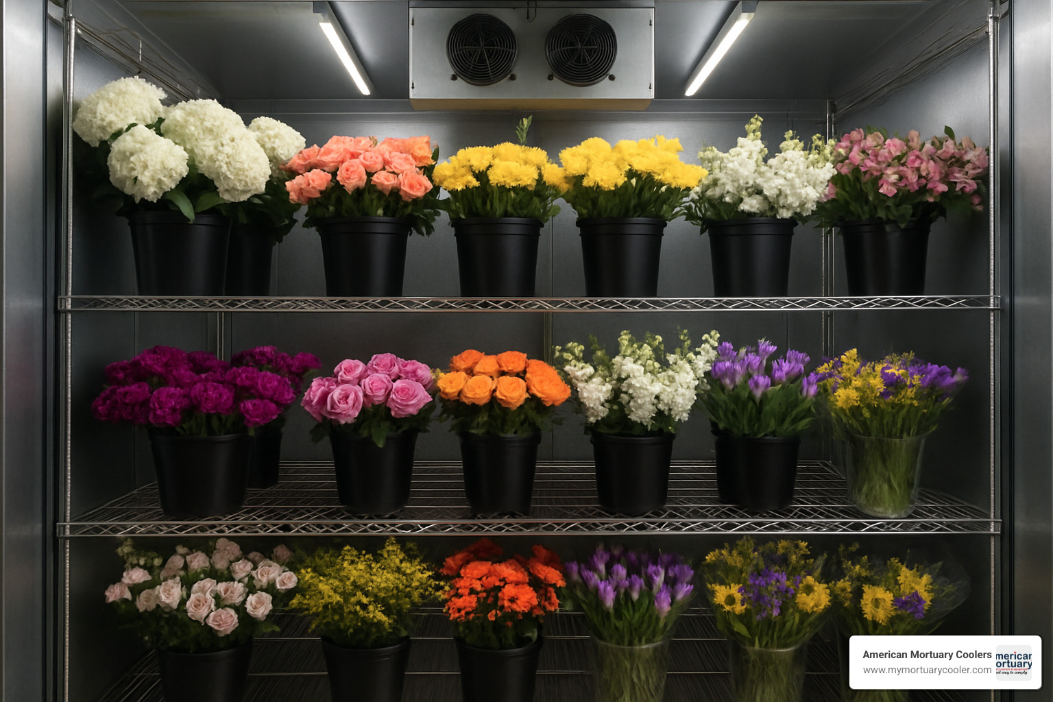 organized interior shelving - flower cooler