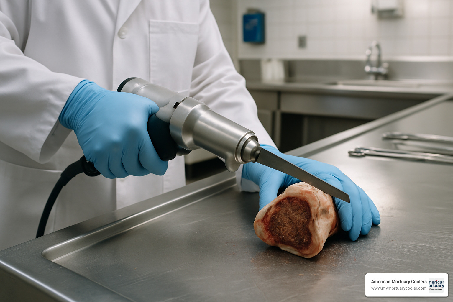 surgical bone saw in pathology lab - bone saw