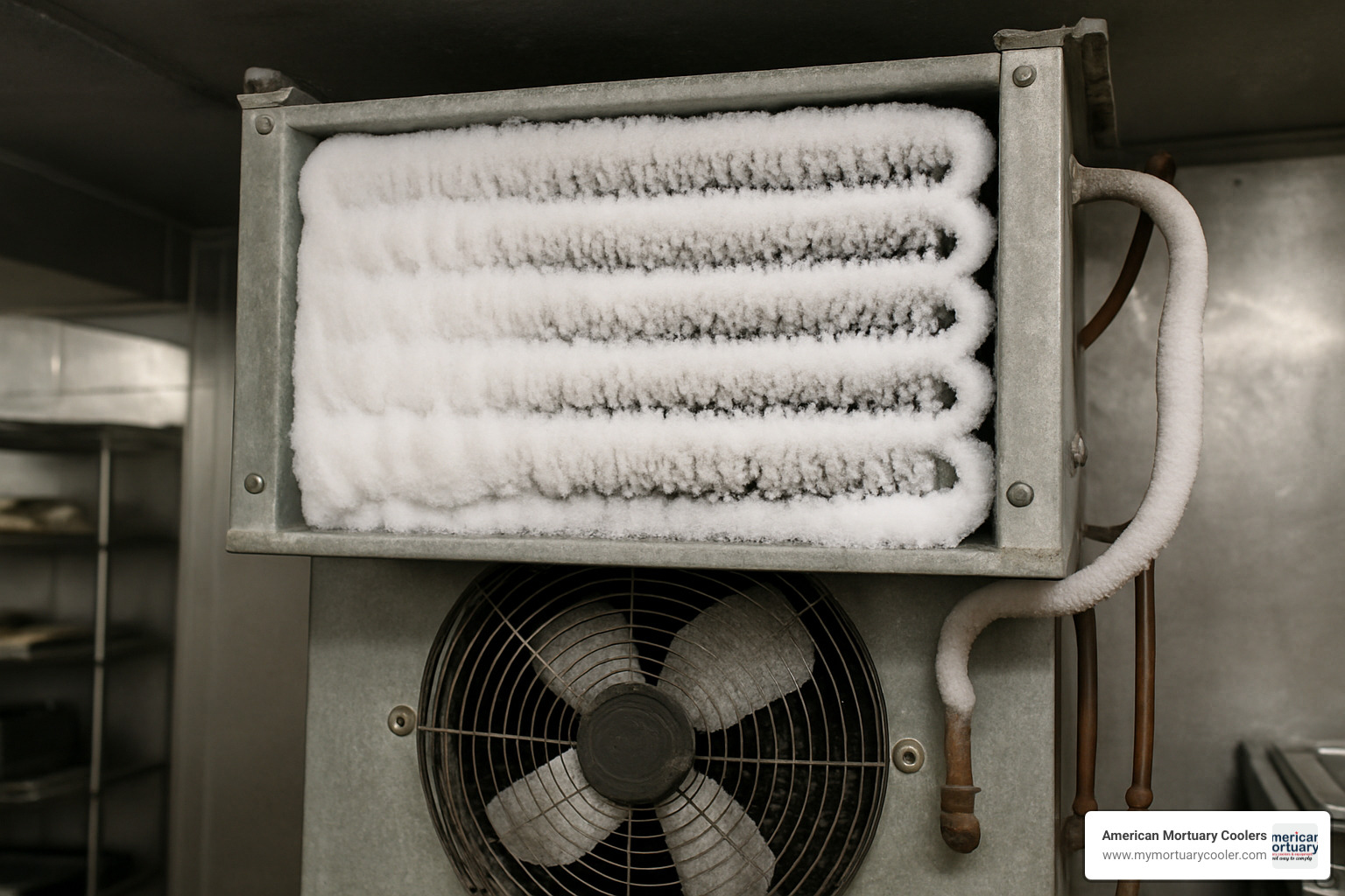 frosted evaporator coil showing ice buildup - refrigeration repair