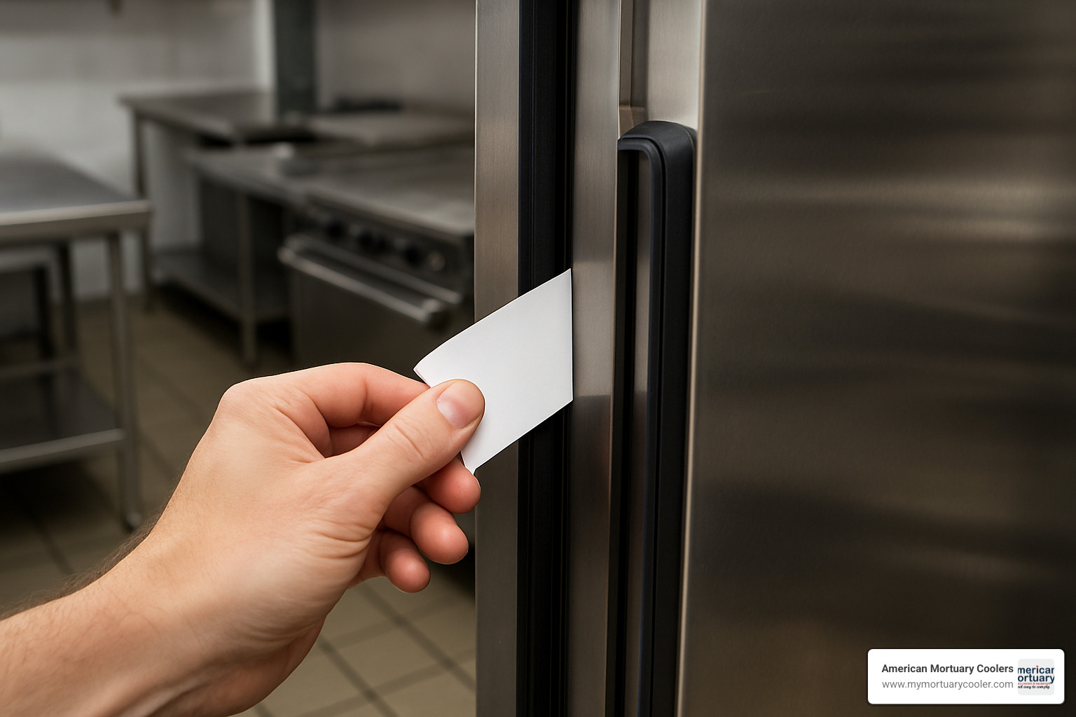 door gasket paper test demonstration - fixing commercial fridge