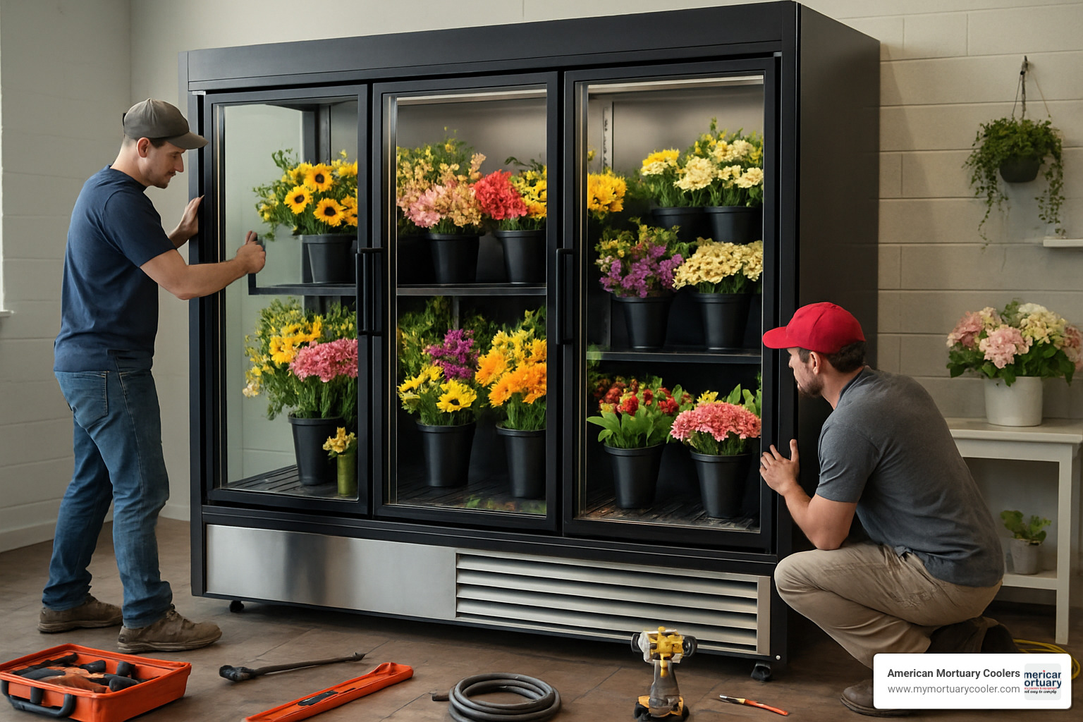 walk-in floral cooler installation - flower shop coolers