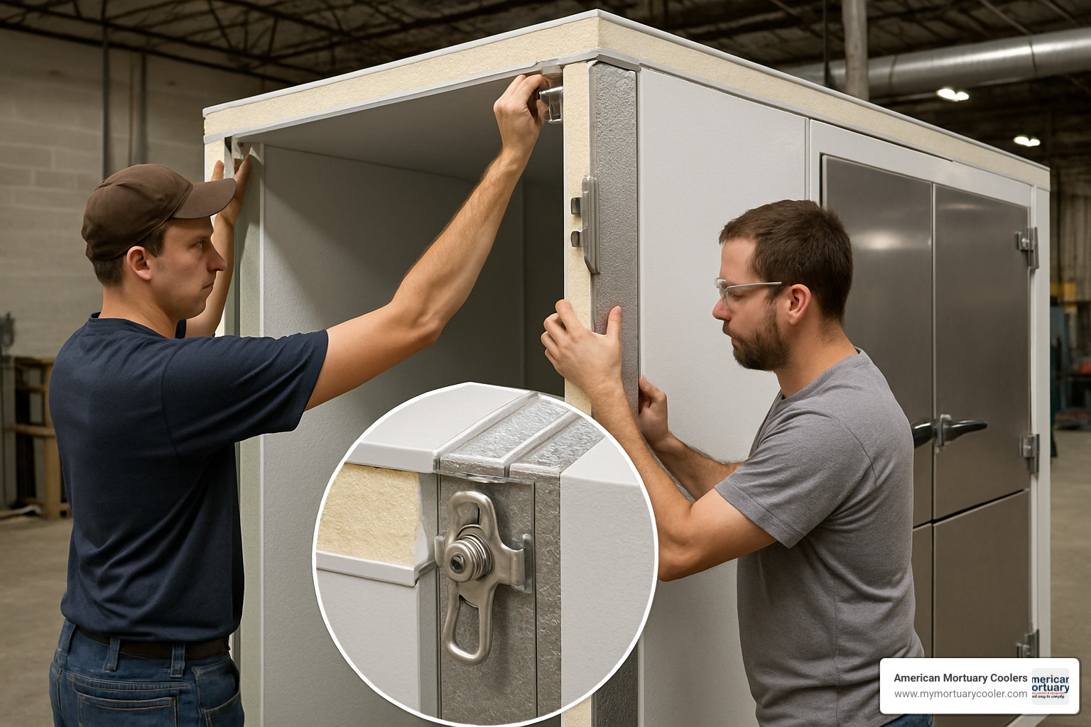 field assembly panels with cam-lock fasteners - morgue-freezer-12