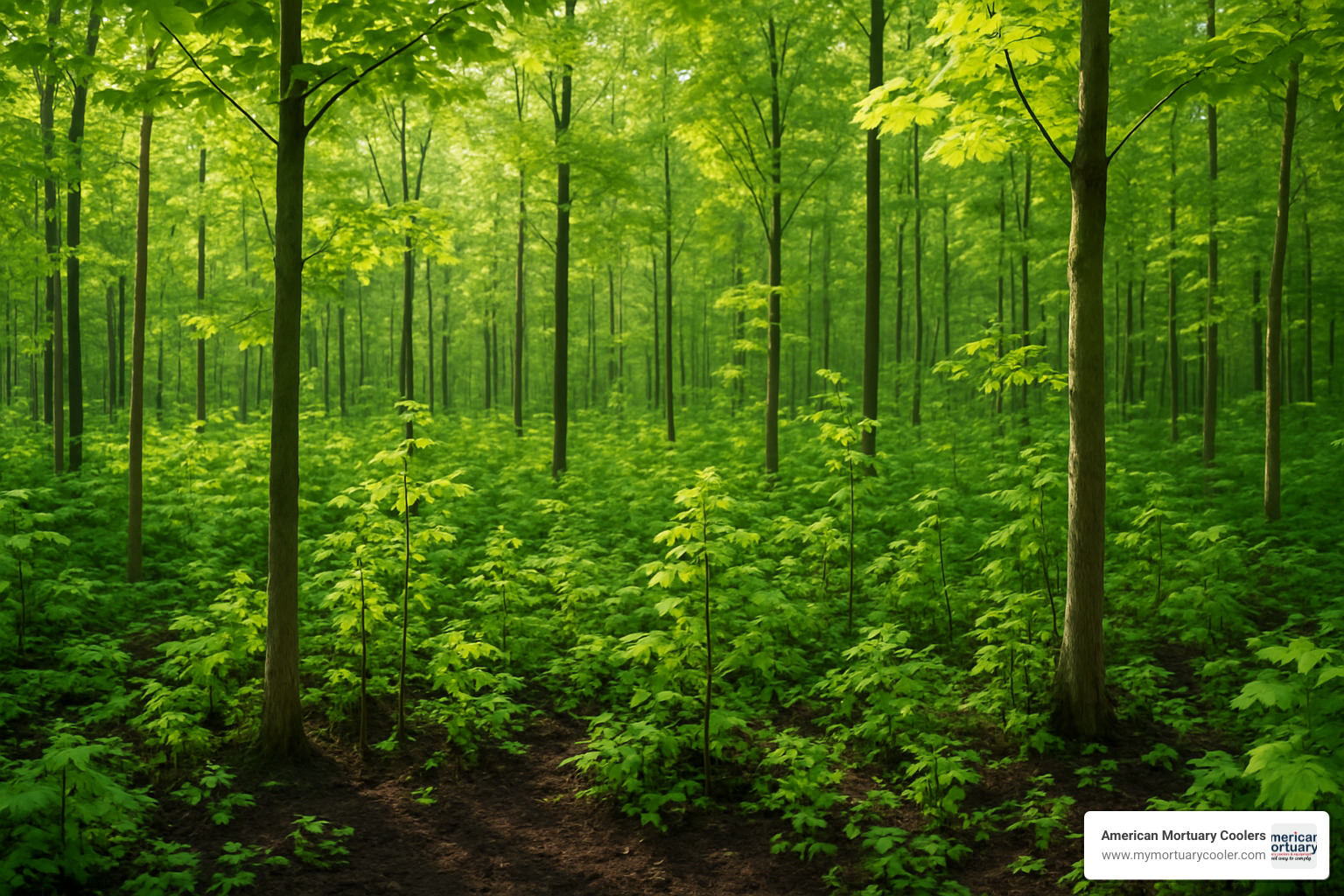 Thriving young forest with rich soil - body composting washington