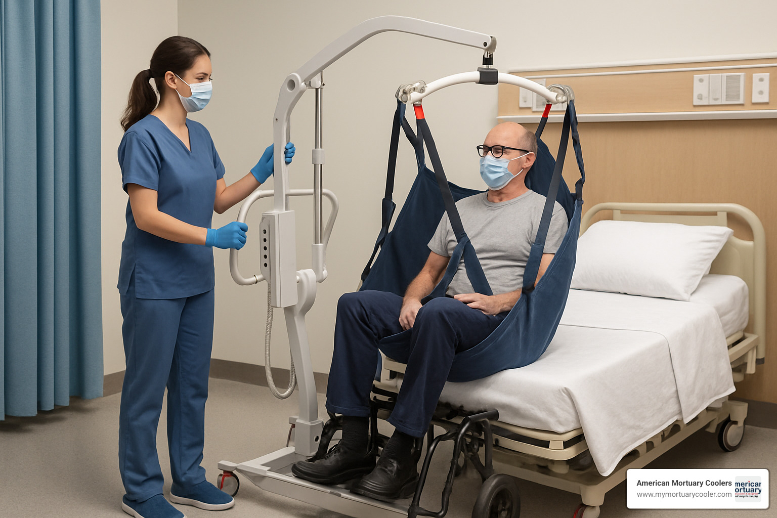 caregiver using patient lift safely - hydraulic lifr