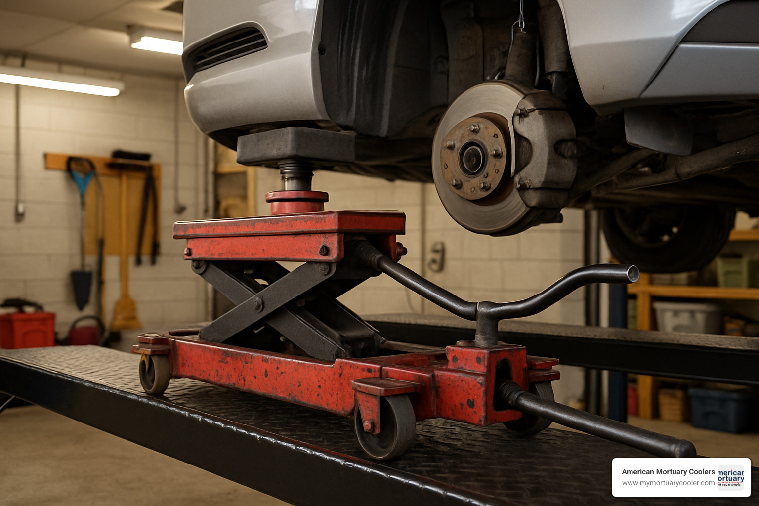 bridge jack in action showing wheel removal on 4-post lift - auto lift in garage bridge jack in action showing wheel removal on 4-post lift - auto lift in garage