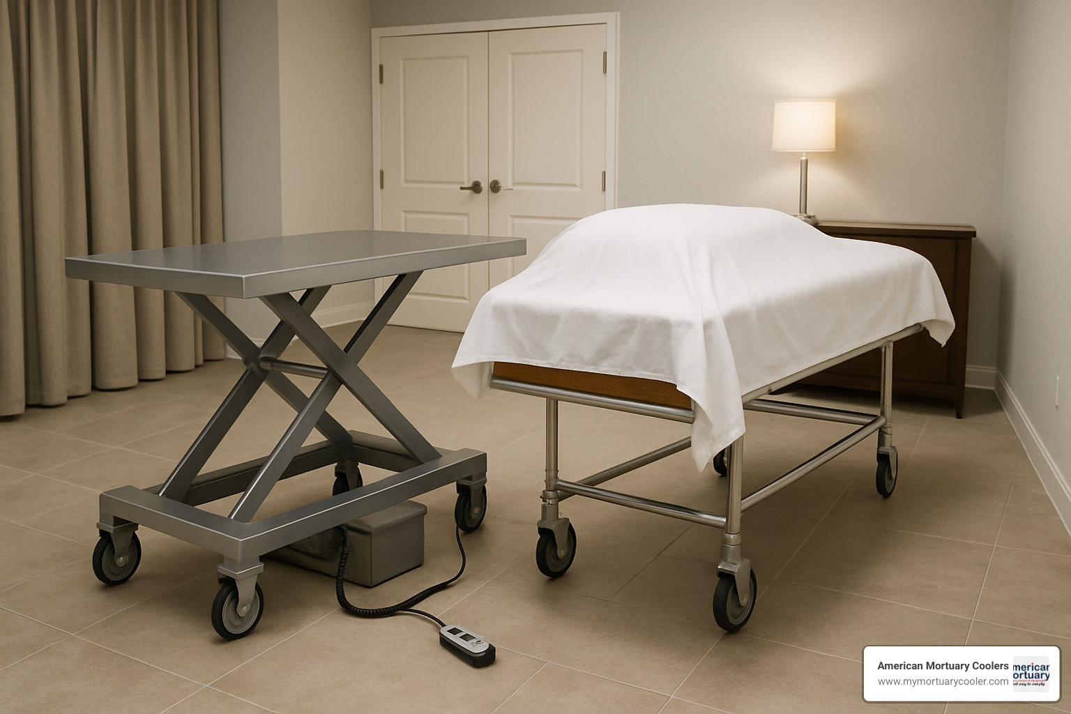 mortuary scissor lift in funeral home setting - hydrau lift