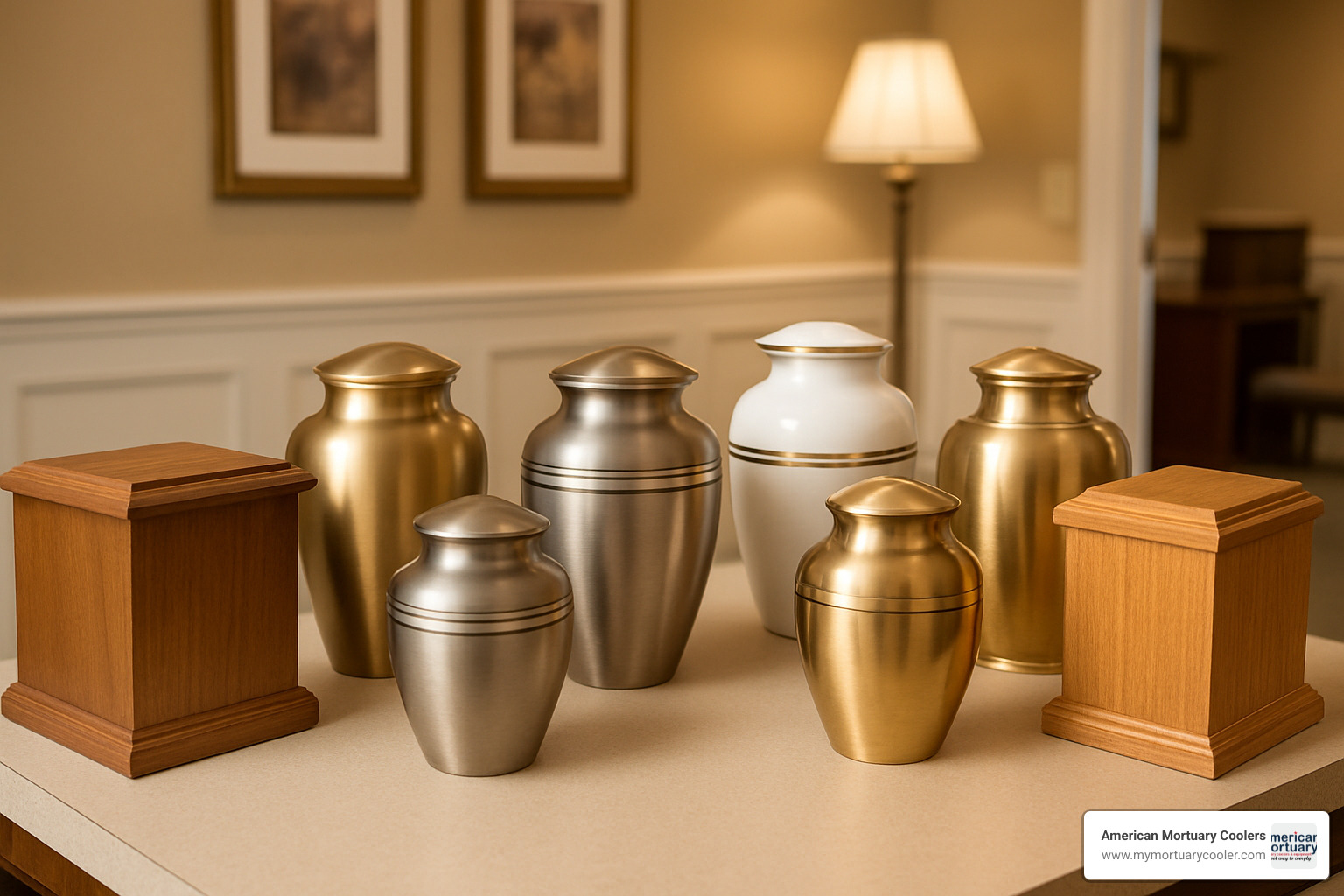 Popular wood and brass burial urns showing traditional and contemporary designs - burial urns for ashes