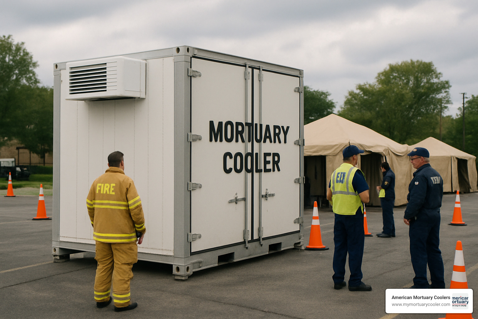 Mobile mortuary cooler unit deployed for disaster response purposes - REEFER