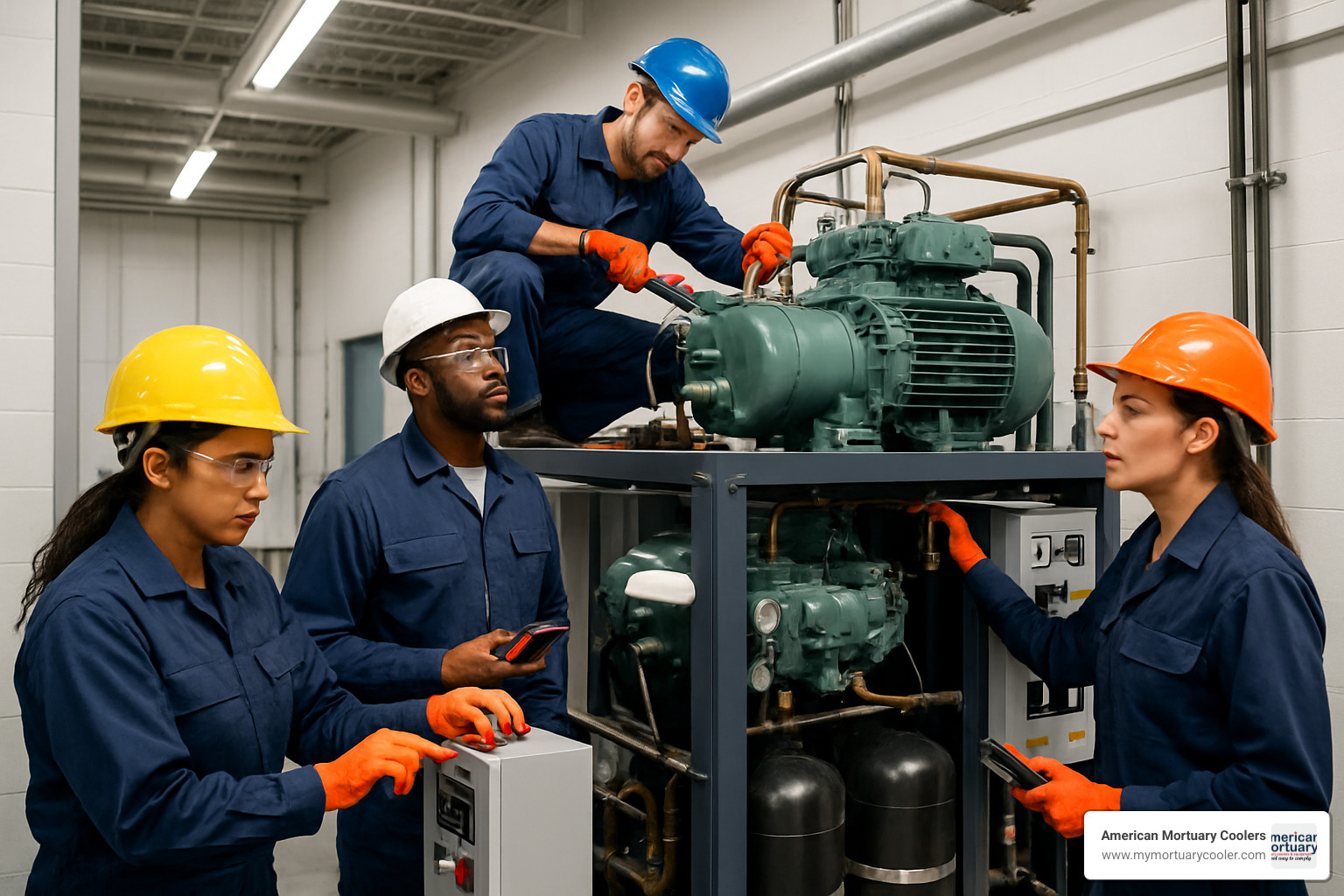 refrigeration installation team working on commercial system - cools refrigeration