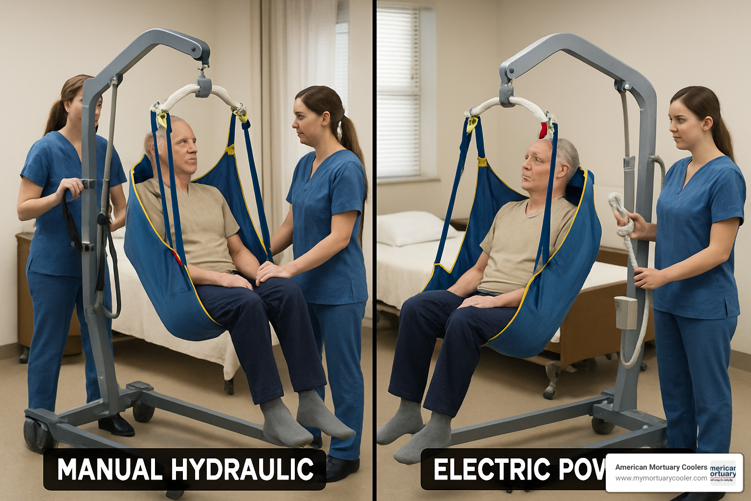 comparison of manual hydraulic hoyer lift versus electric powered model - hoyer lift for sale