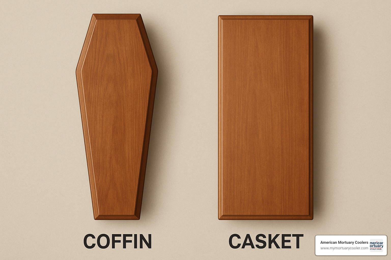 coffin vs casket comparison showing six-sided coffin shape versus rectangular casket shape - body-casket-