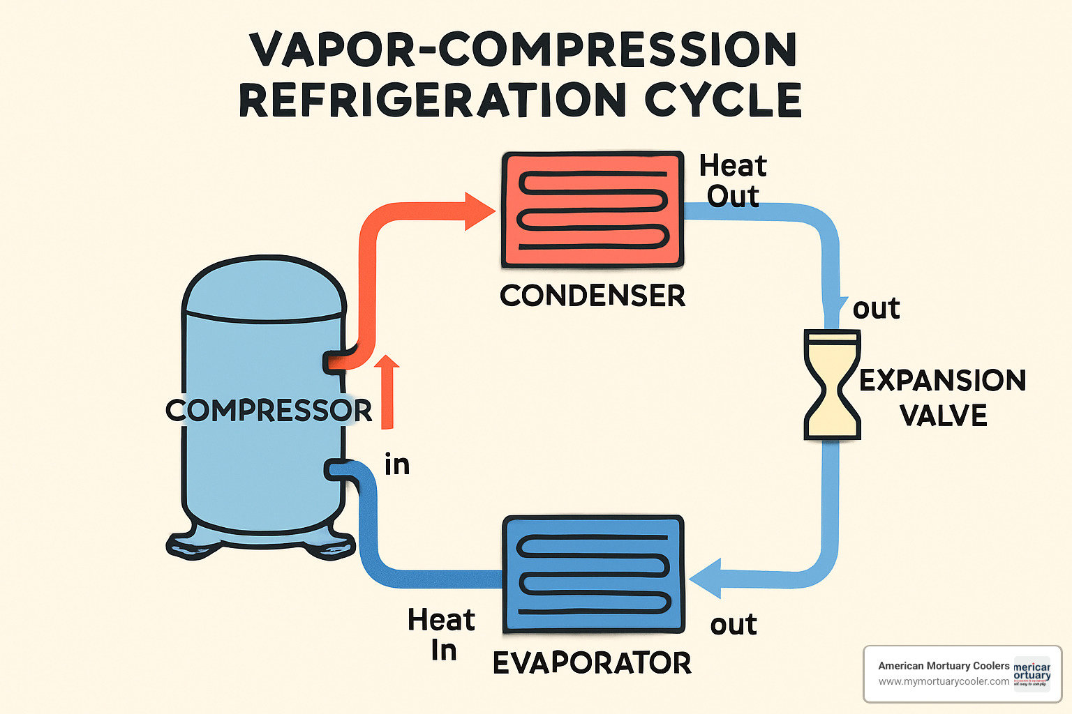 compressor condenser evaporator refrigeration cycle - refrigerated cooling