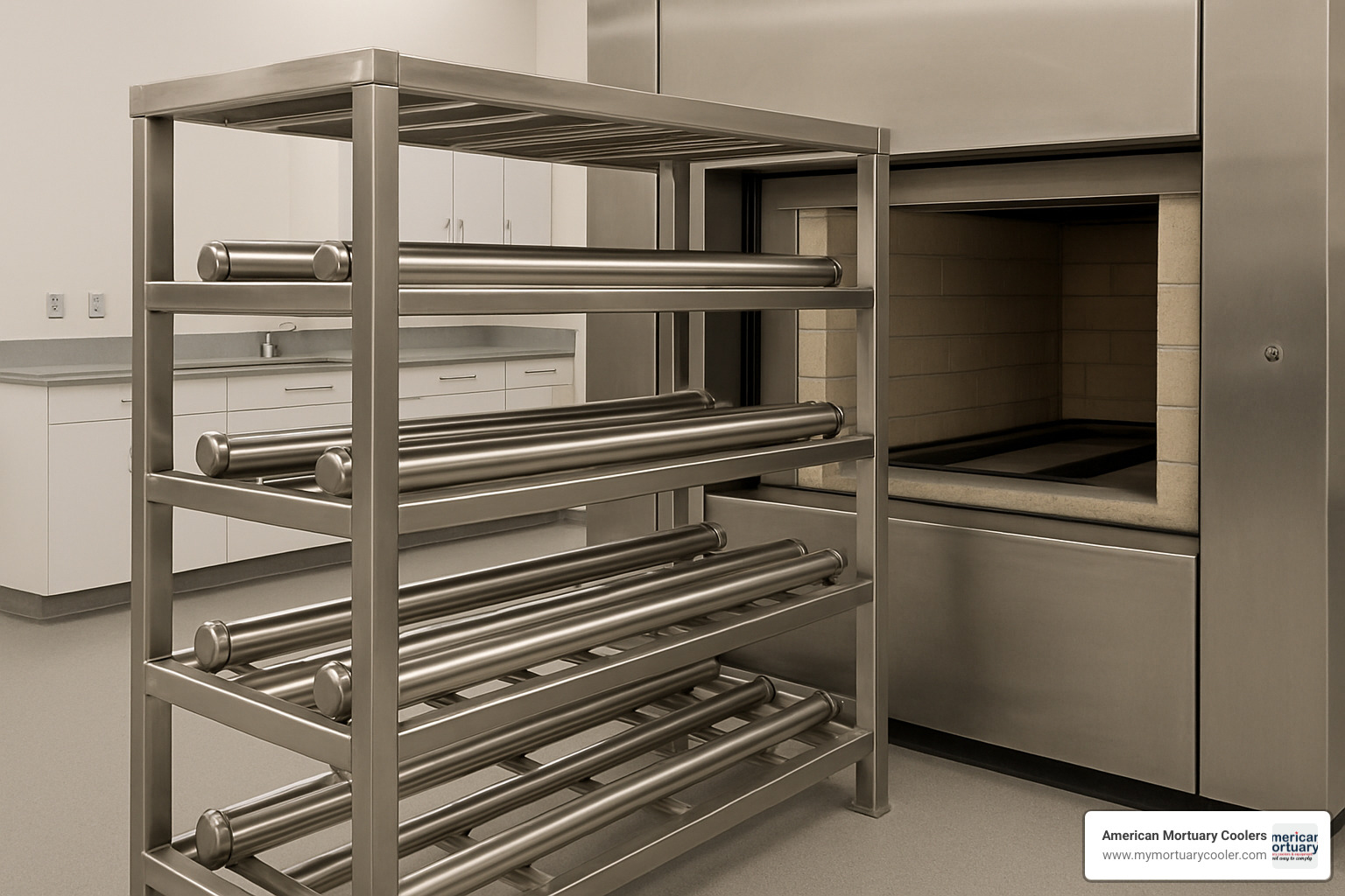 side-load roller rack - cremation rack