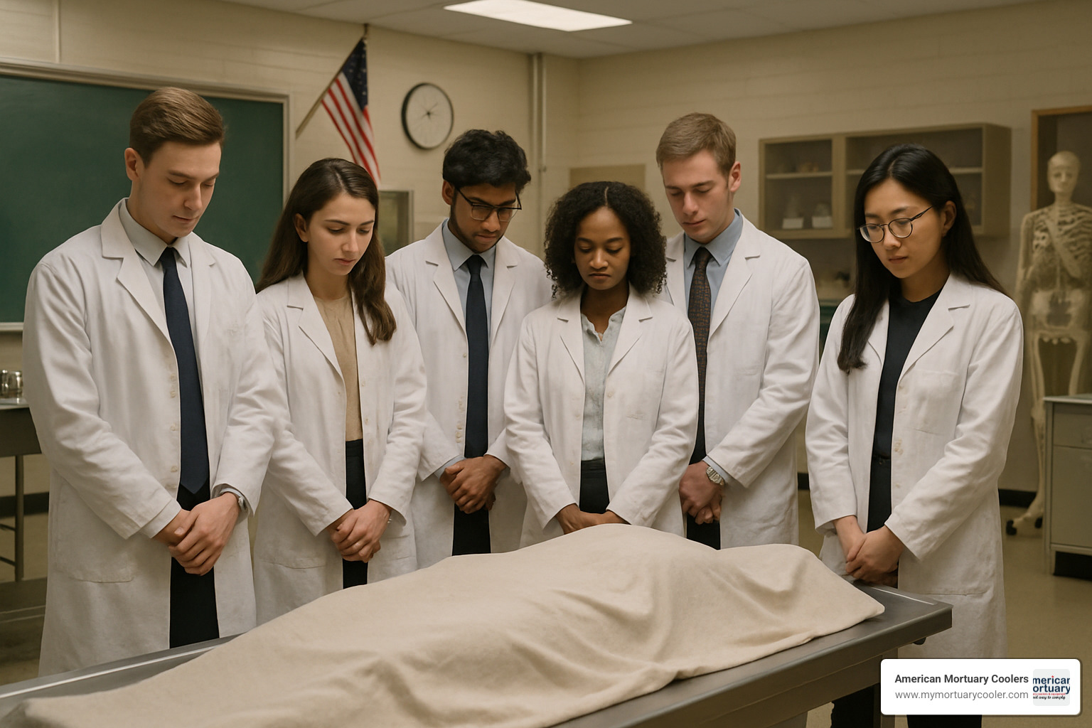 students at donor memorial - cadaver labs