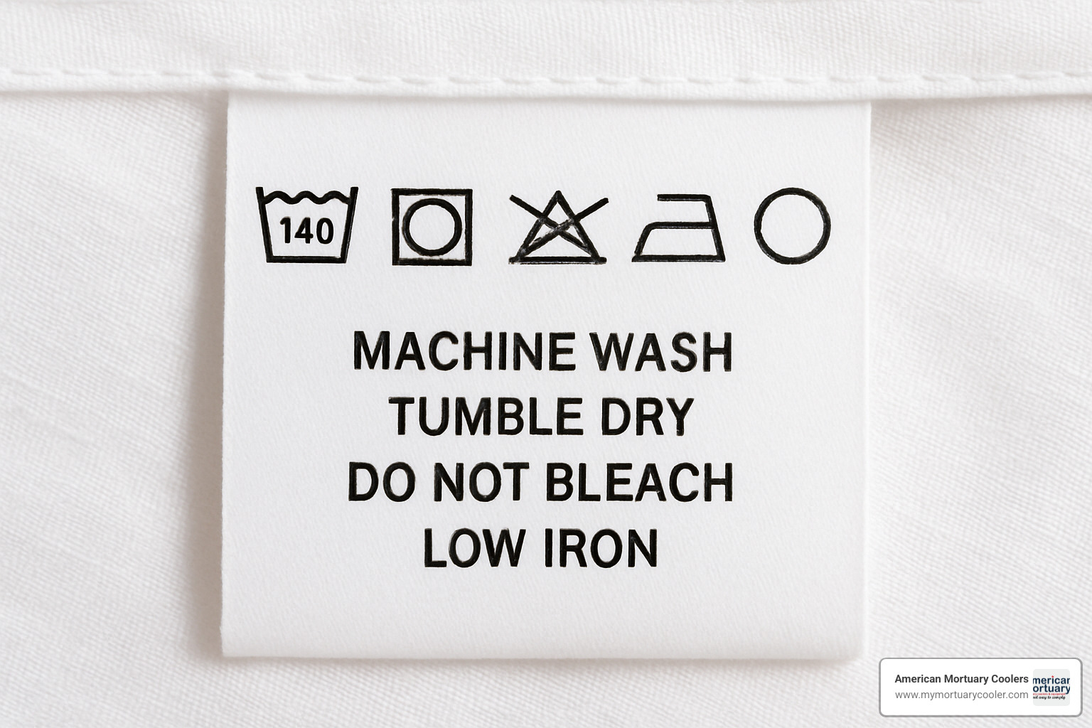 Washing instruction symbols and care labels - cot size fitted sheet