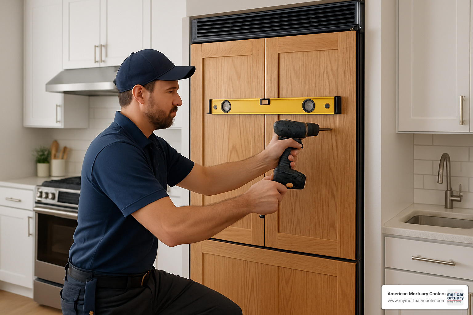 professional installing fridge panels - fridge panels