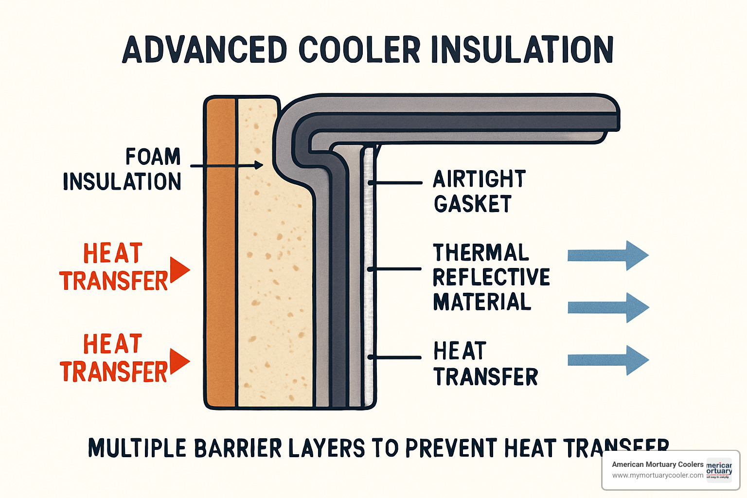 Advanced insulation cross-section showing multiple barrier layers - polar cooler