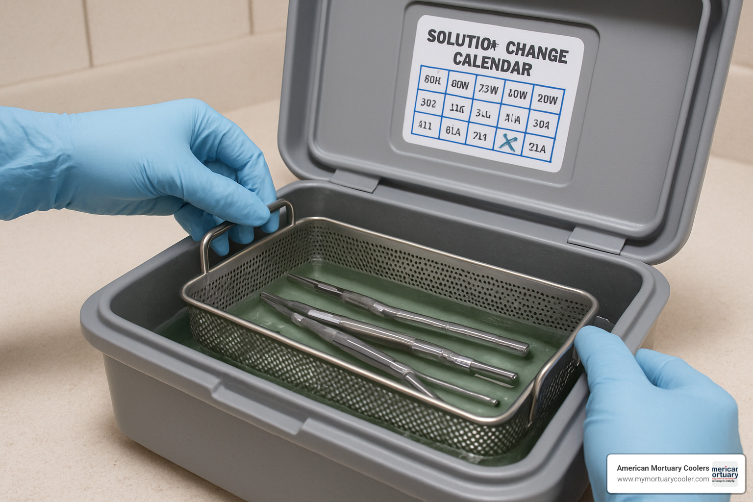 cold sterilization containers in use with germicide tray - cold sterilization containers
