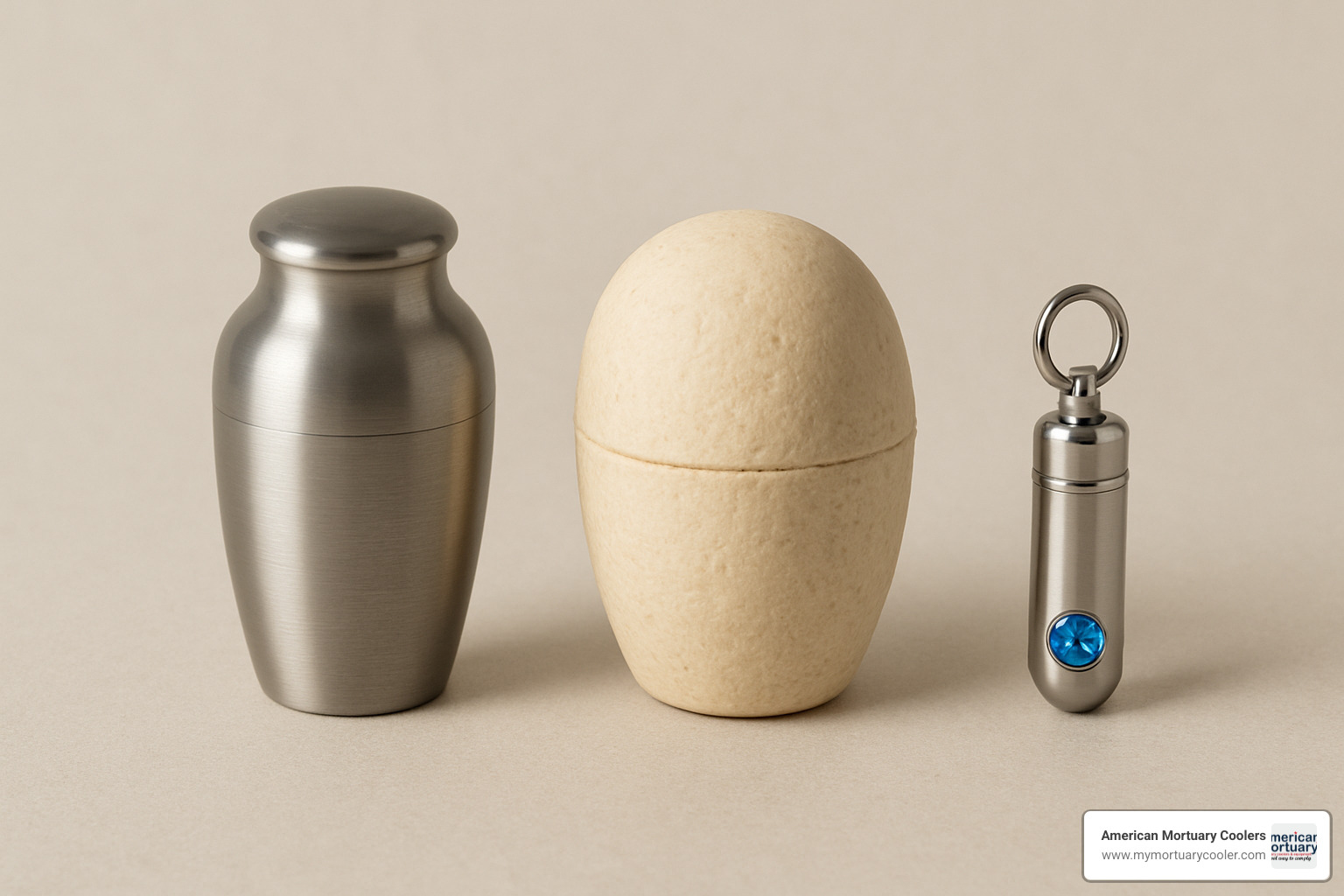 Various ash capsule materials including metal, biodegradable, and jewelry-grade options - ash capsule