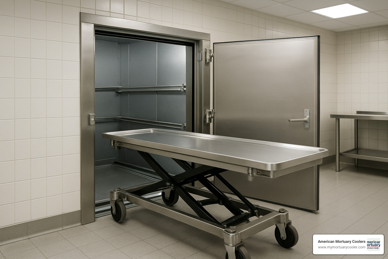 morgue cart docking with cooler - morgue-cart