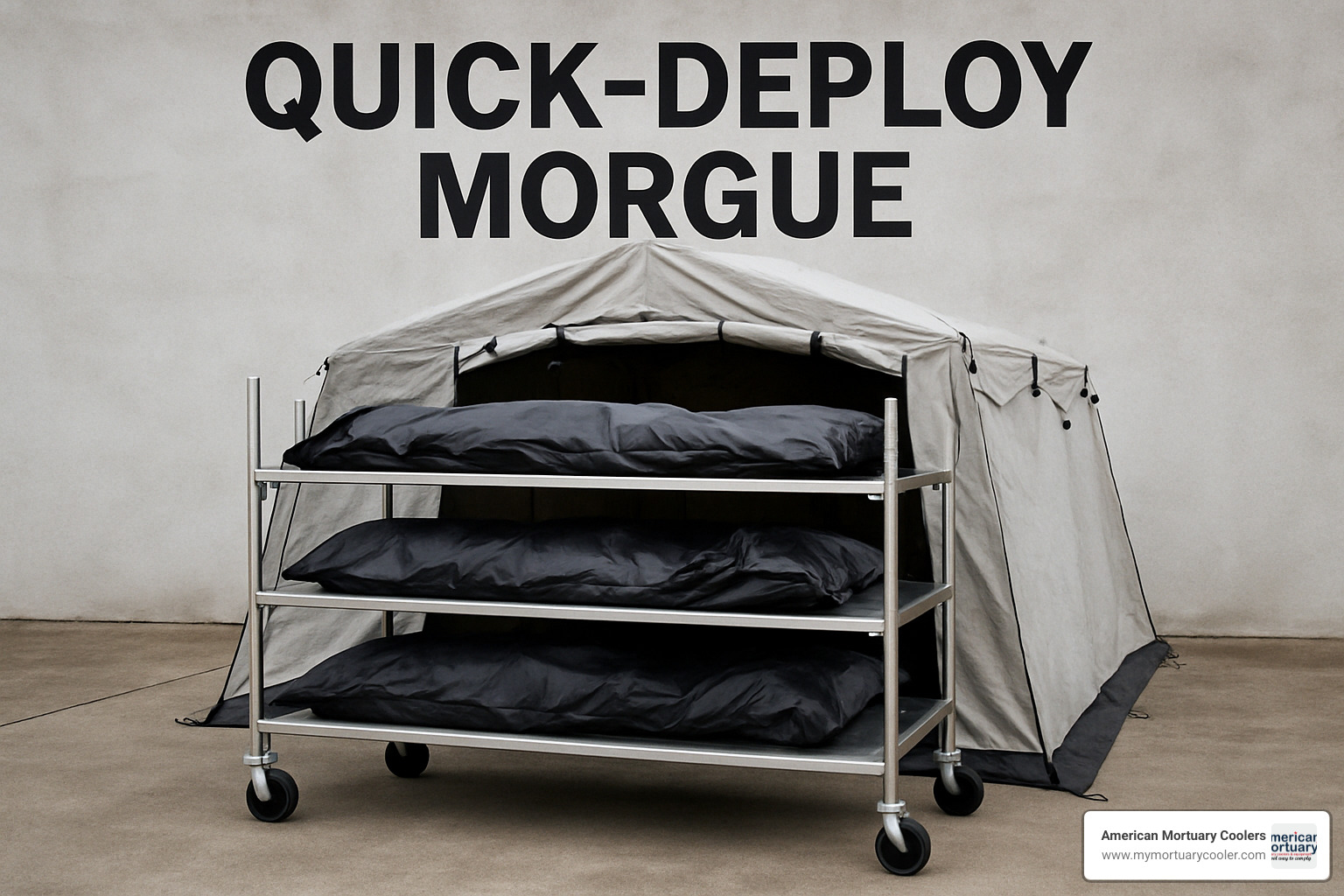 PPE station setup showing proper arrangement of respirators, protective clothing, disinfection supplies, and temperature monitoring equipment for safe morgue operations - quick-deploy-morgue