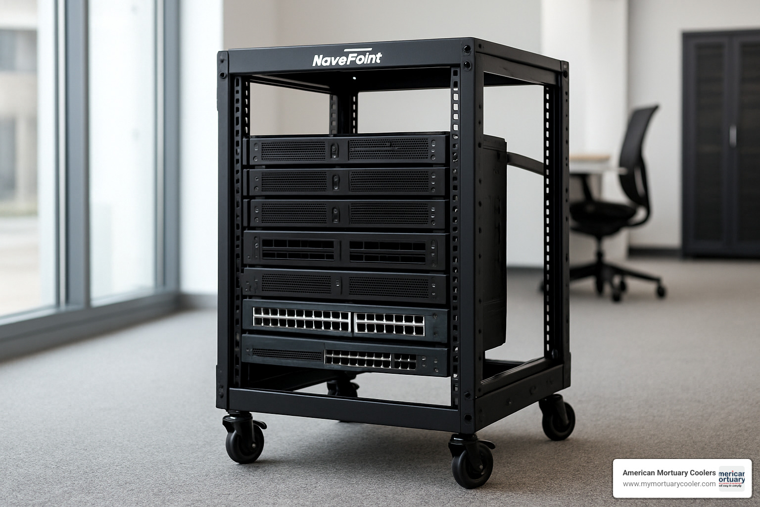 NavePoint portable rack with equipment installed - portable rack