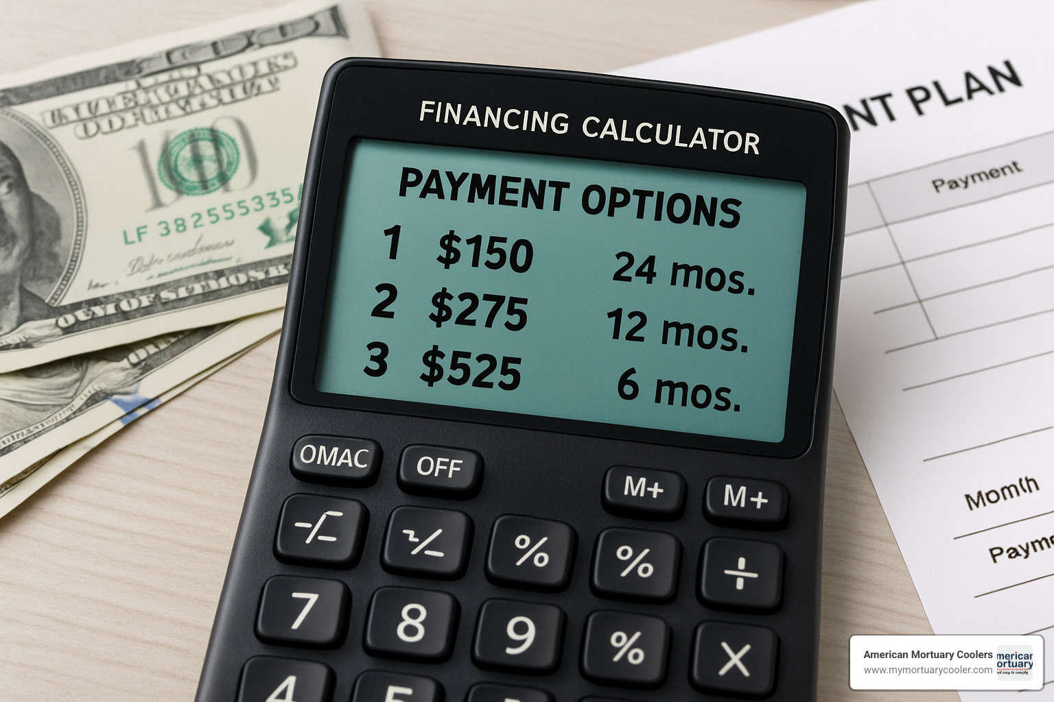 financing calculator showing payment options - affordable-funeral equipment