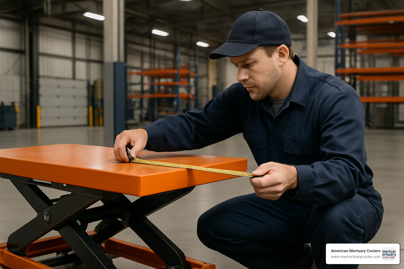 technician measuring platform dimensions - heavy duty lift table technician measuring platform dimensions - heavy duty lift table