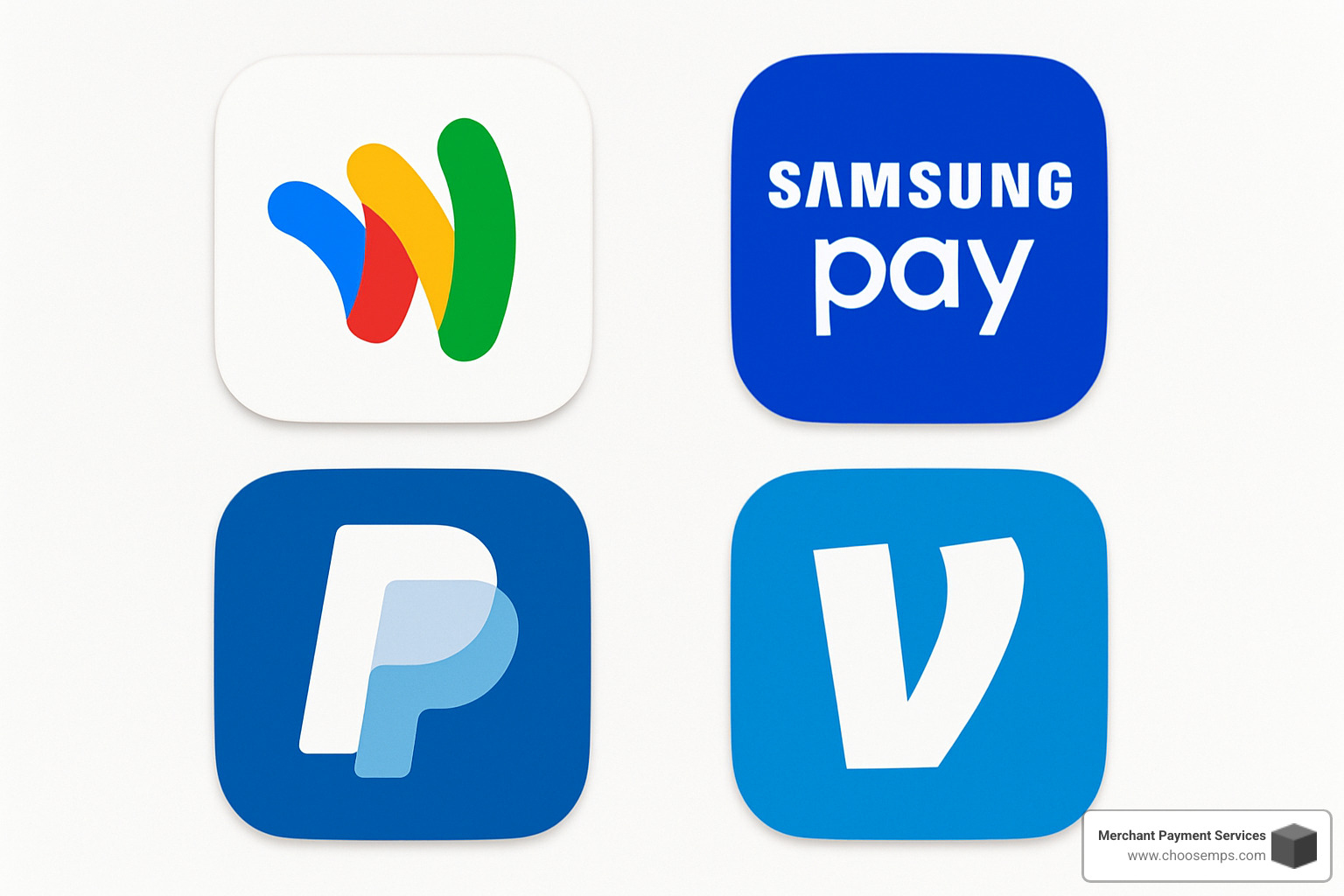 collection of popular Android payment app icons arranged in a grid - android card payment app
