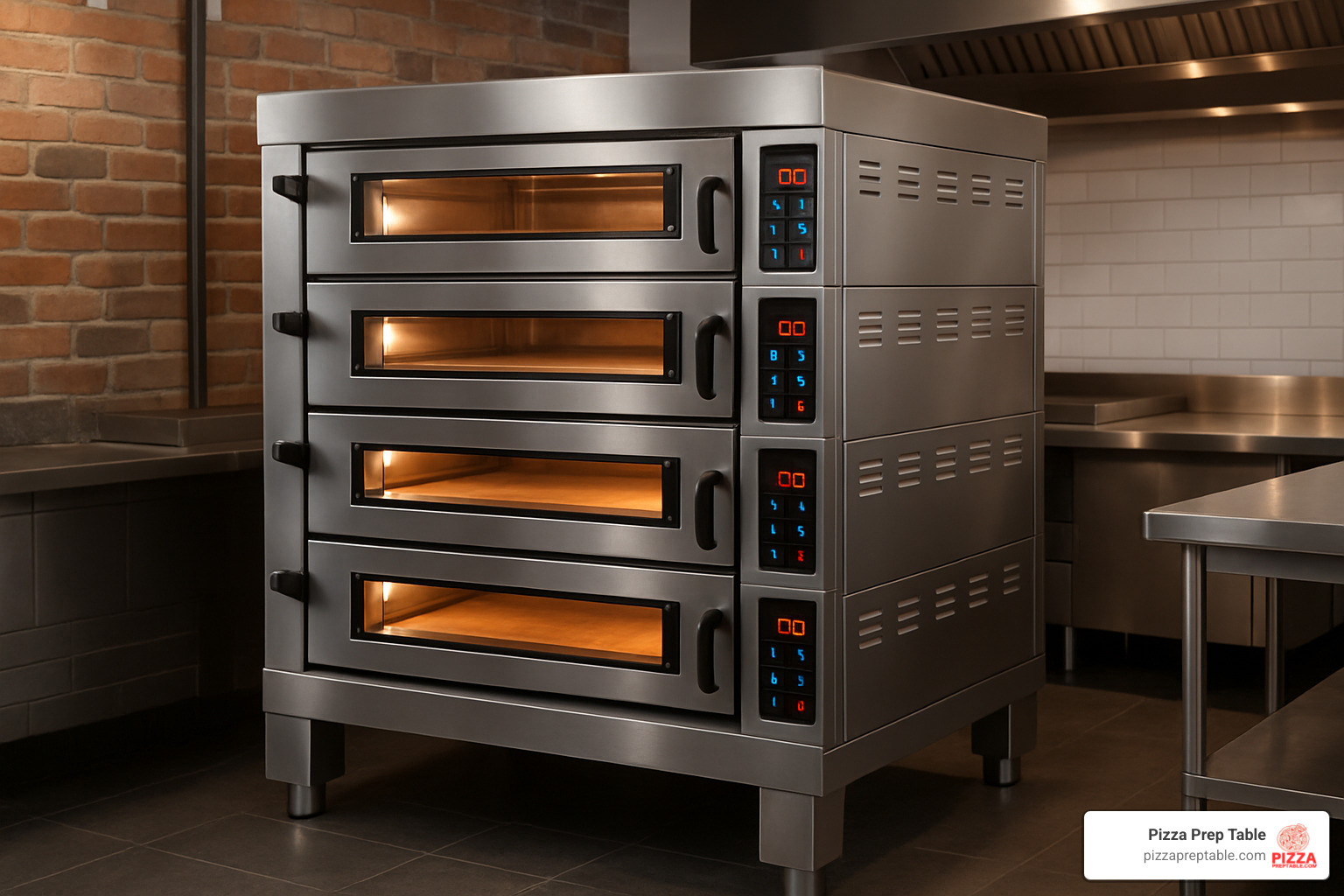 Multi-deck electric pizza oven stack with digital controls - commercial pizza oven