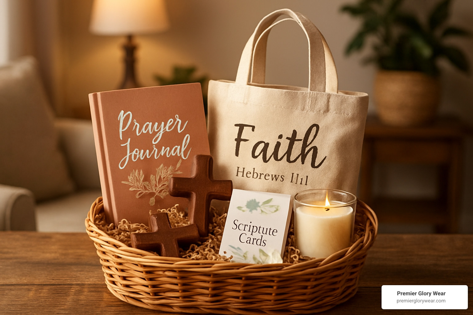 creative faith gift basket arrangement with various items - Faith inspired gifts