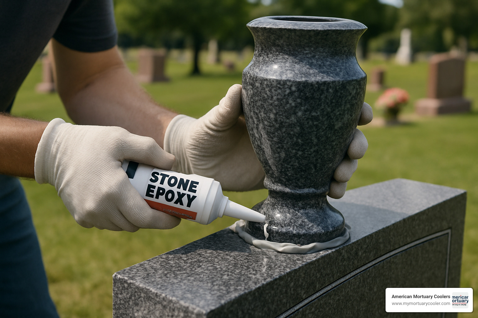 epoxy mounting process - grave flower vases