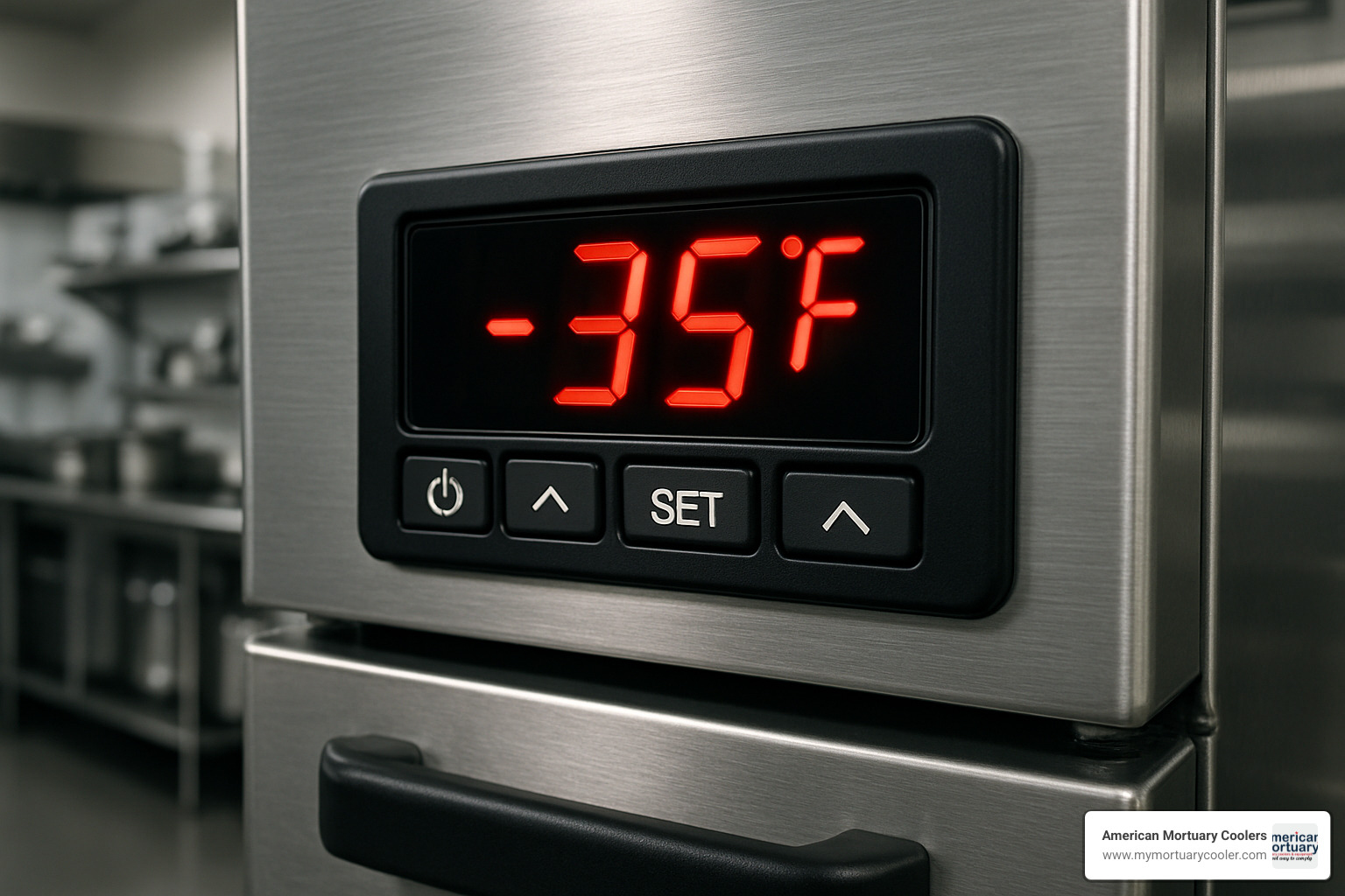 digital temperature controller close-up showing display and controls - single door commercial refrigerator