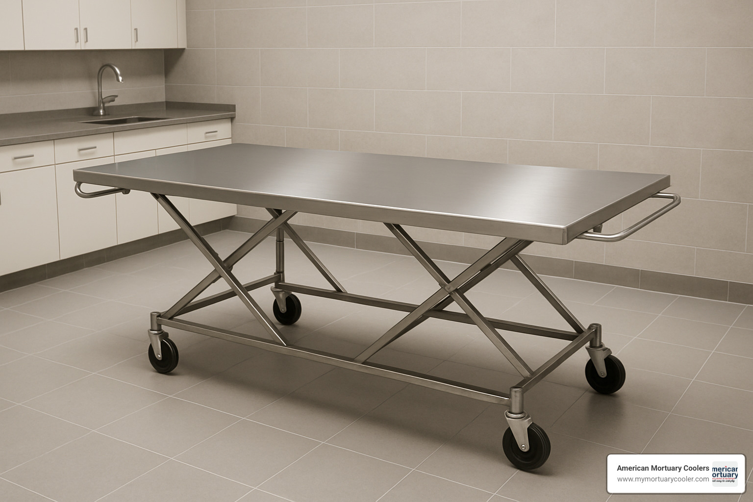 oversized mortuary folding dressing table showing larger working surface - mortuary folding dressing table