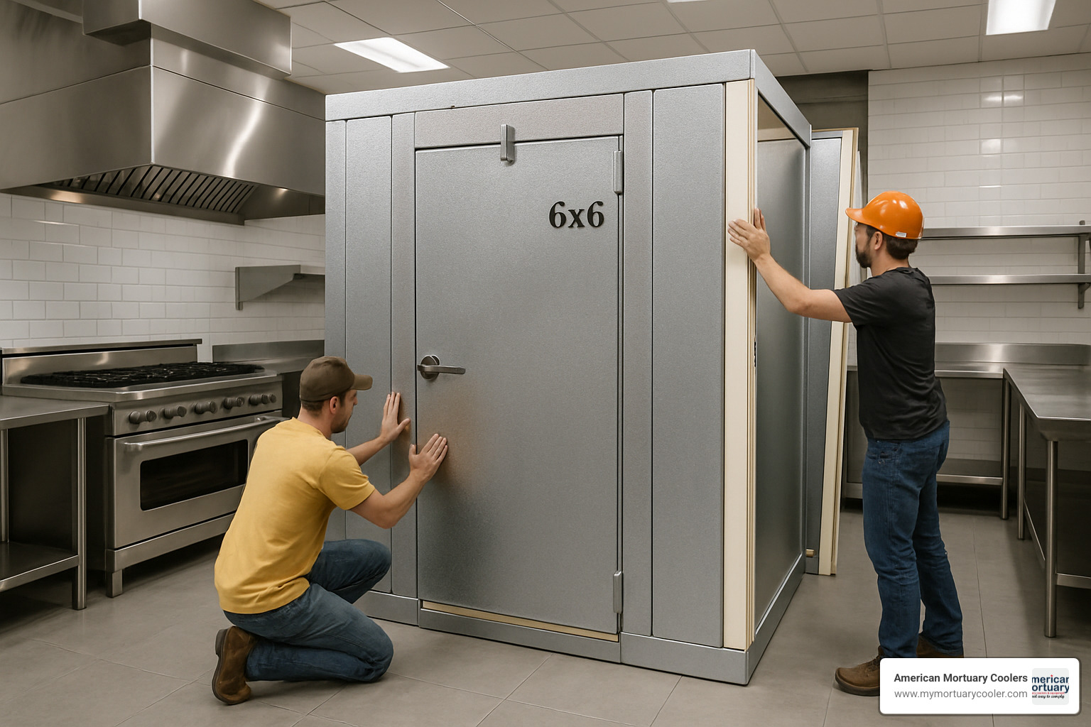 6x6 walk-in cooler installation in restaurant kitchen - 6x6 walk in cooler