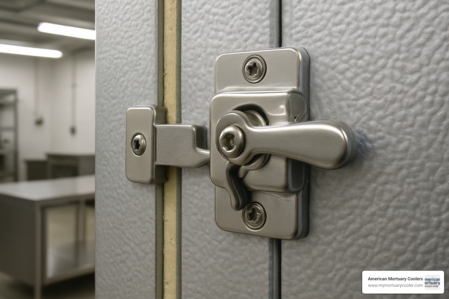 Panel locking system showing cam-lock mechanism - 6x6 walk in cooler