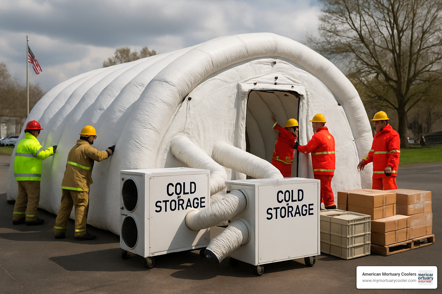inflatable cold storage setup - emergency cold storage