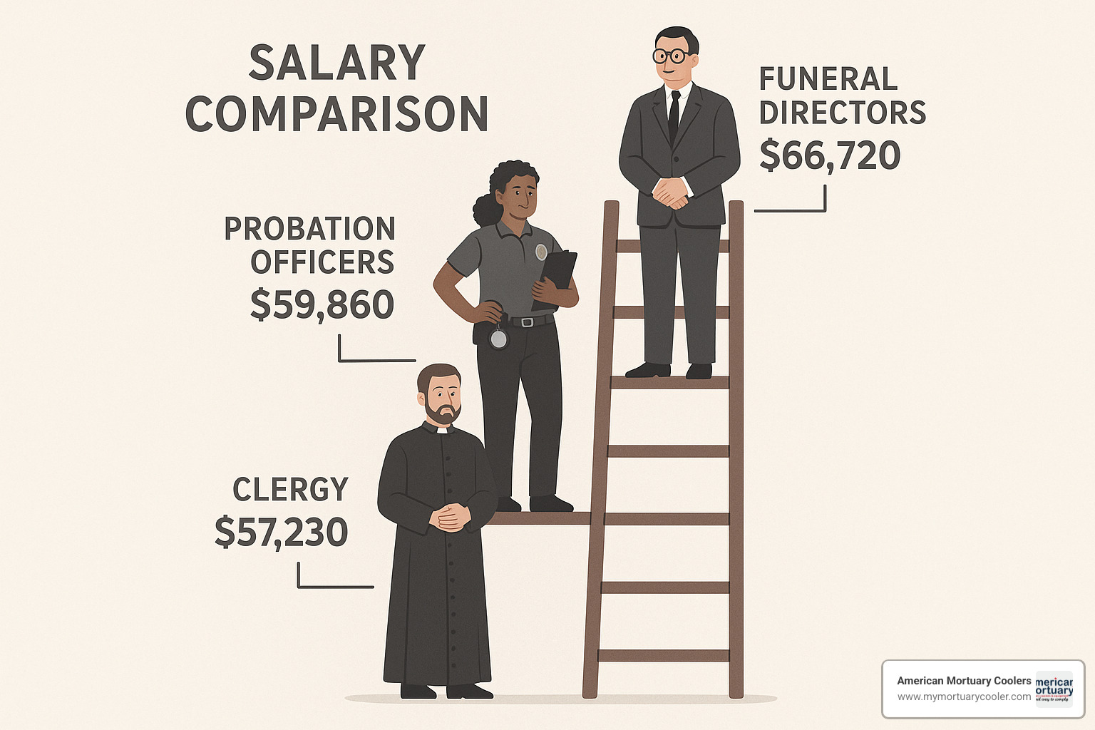 salary comparison ladder showing funeral directors versus similar professions - how much do funeral directors make