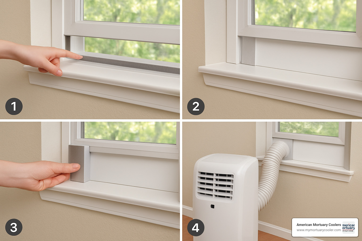 DIY window venting setup - portable air conditioner cooler
