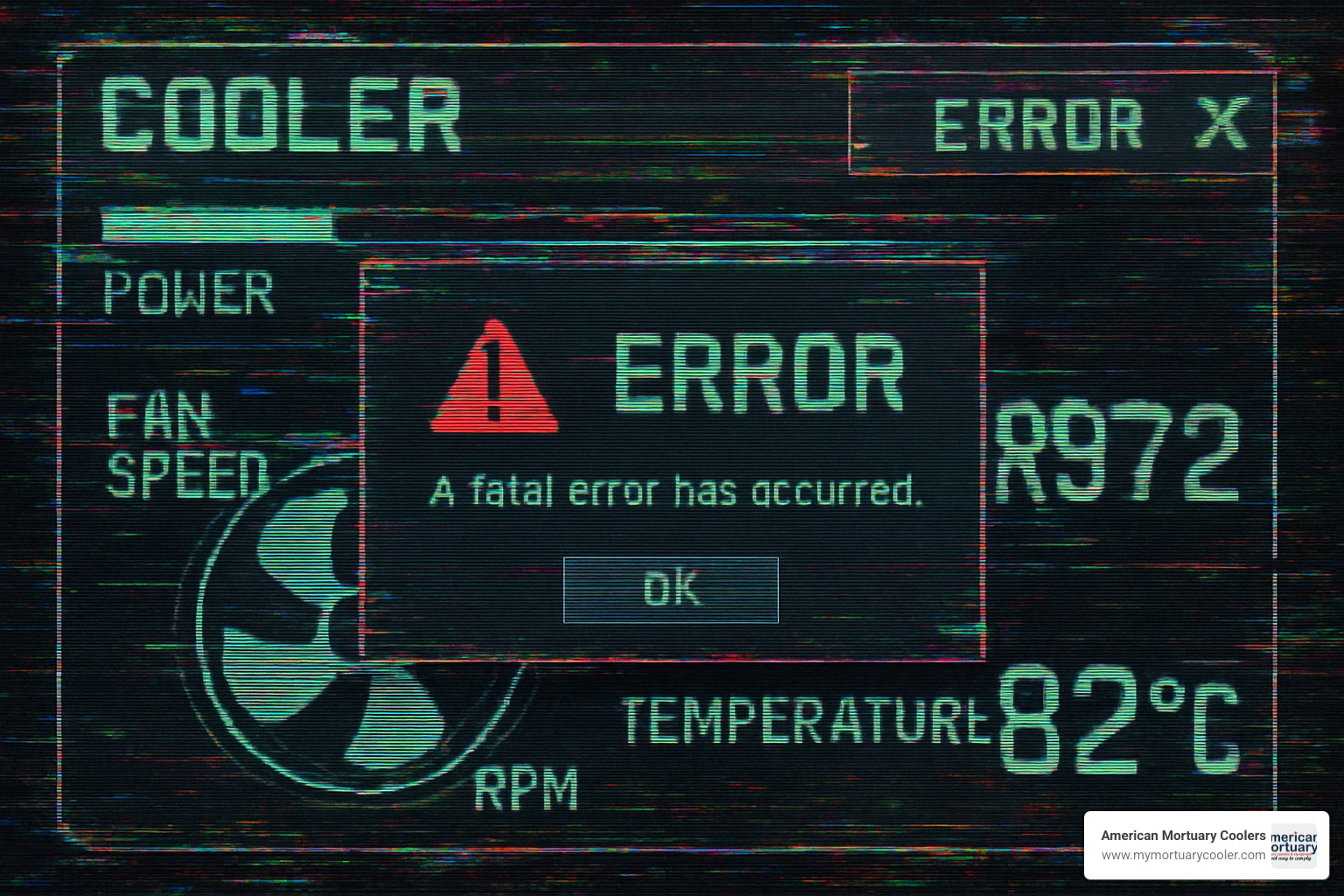 glitching game cooler interface with error messages - cooler bug
