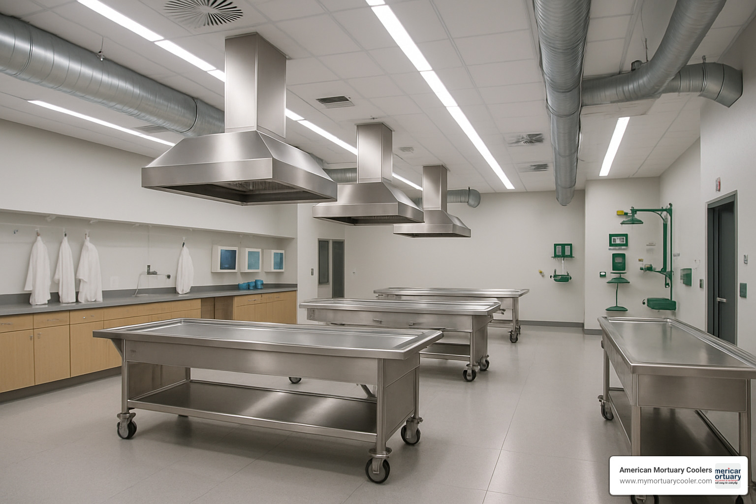 Modern cadaver lab showing dissection tables, ventilation systems, and safety equipment - cadaver-lab
