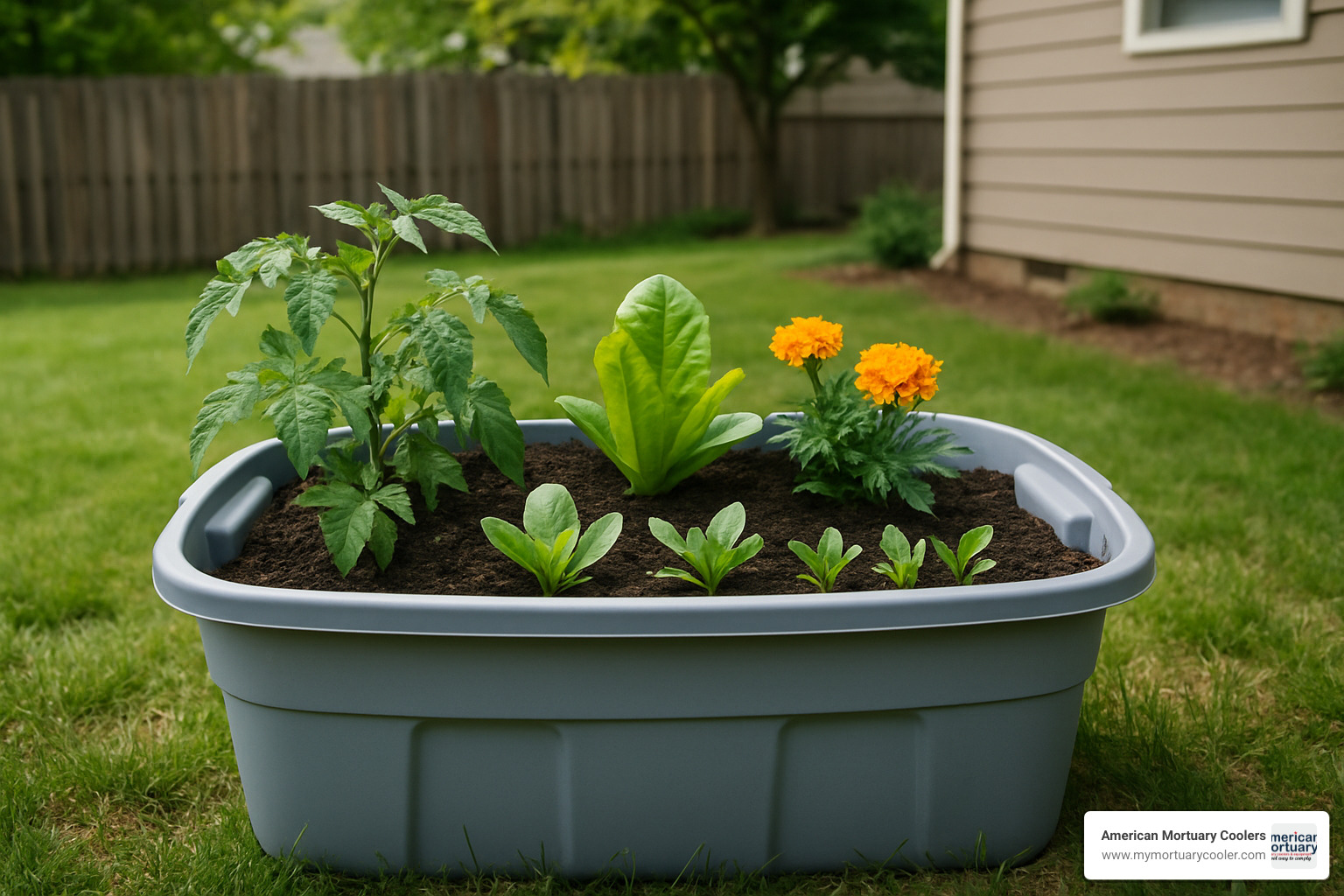 storage bin repurposed as garden planter - containers cheap